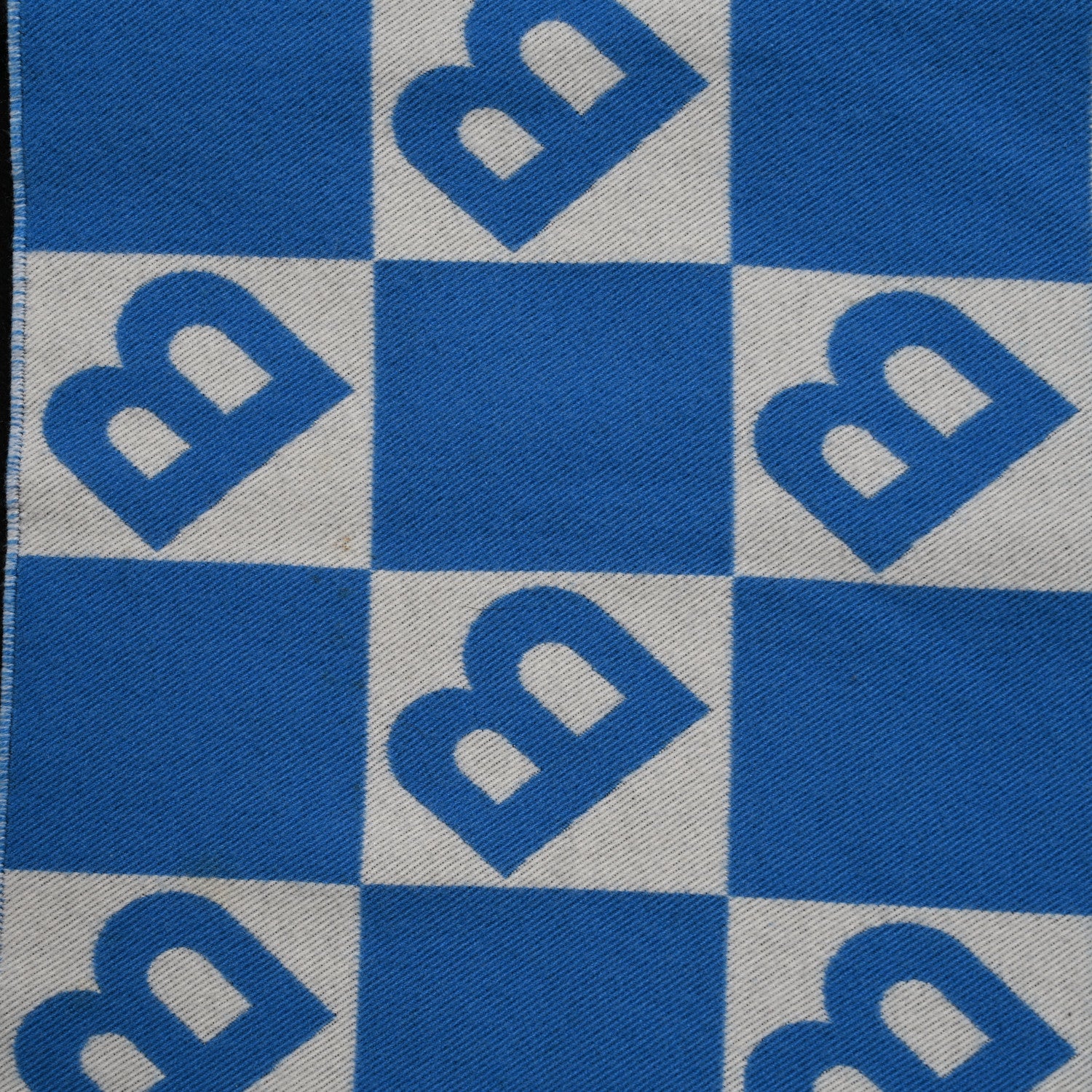 Burberry Wool Silk Monogram TB Reversible Fringe Scarf Azure Blue 4 of 4