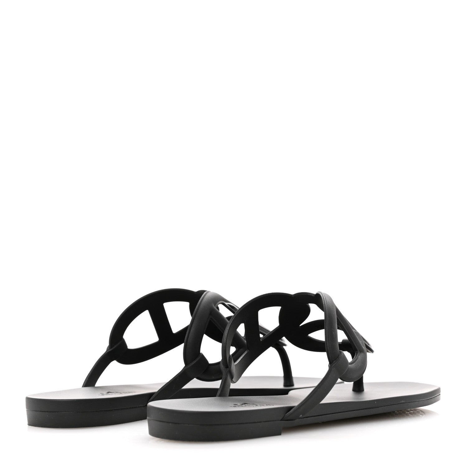 Hermes Rubber Womens Egerie Sandals 37 Black 5 of 9