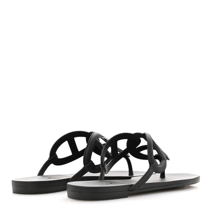 Hermes Rubber Womens Egerie Sandals 37 Black 5 of 9
