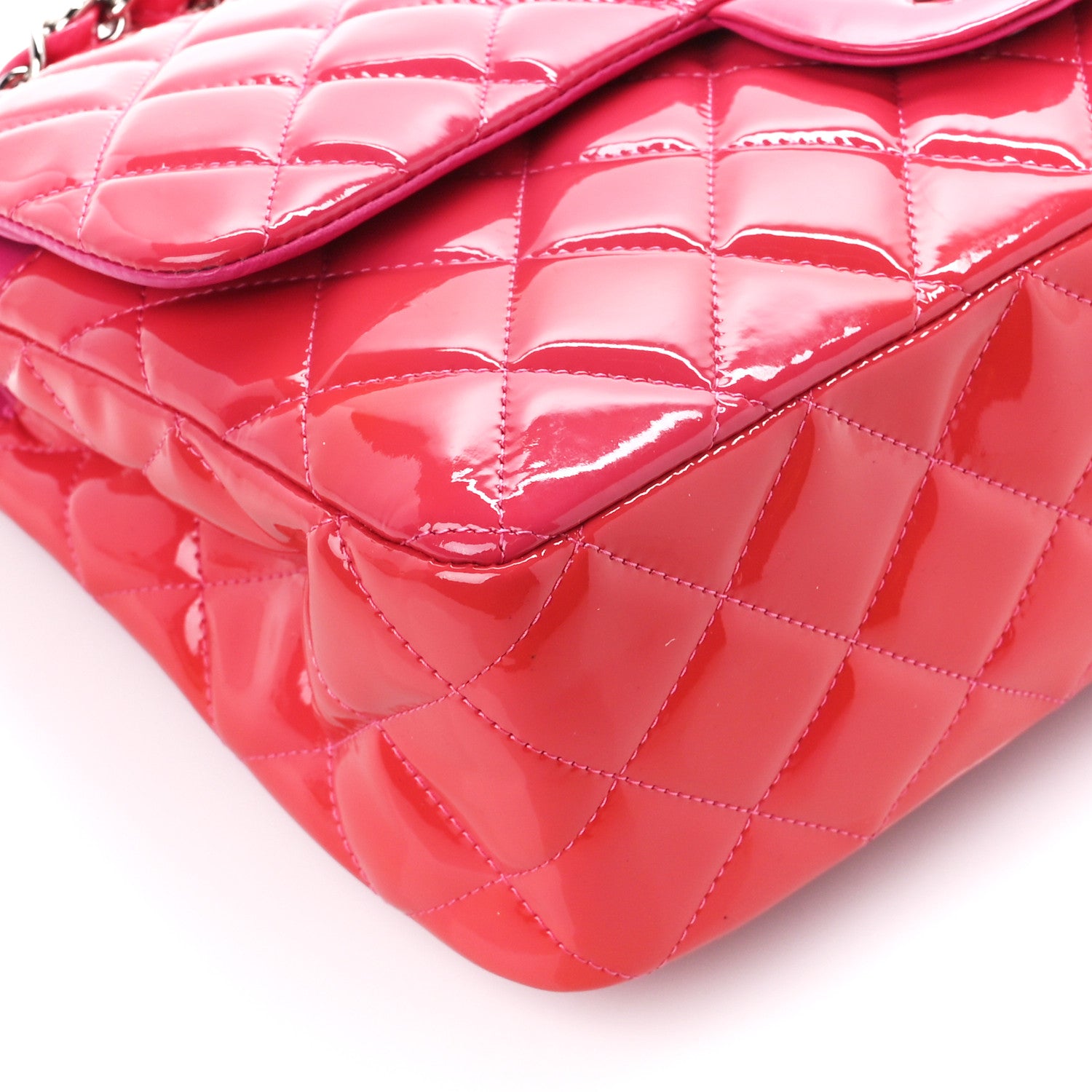 Chanel Patent Quilted Jumbo Double Flap Pink 10 of 12