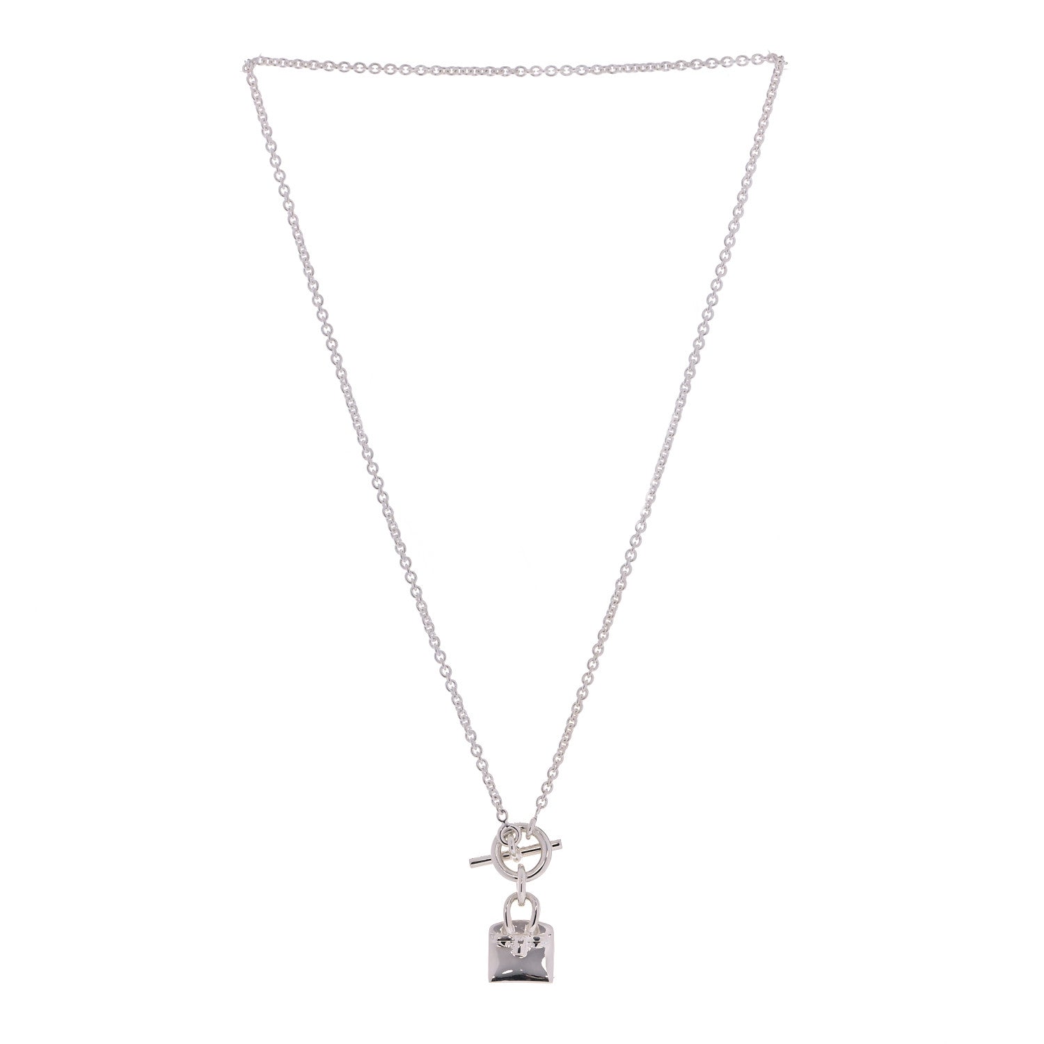 Hermes Sterling Silver Birkin Amulette Pendant Necklace 3 of 5
