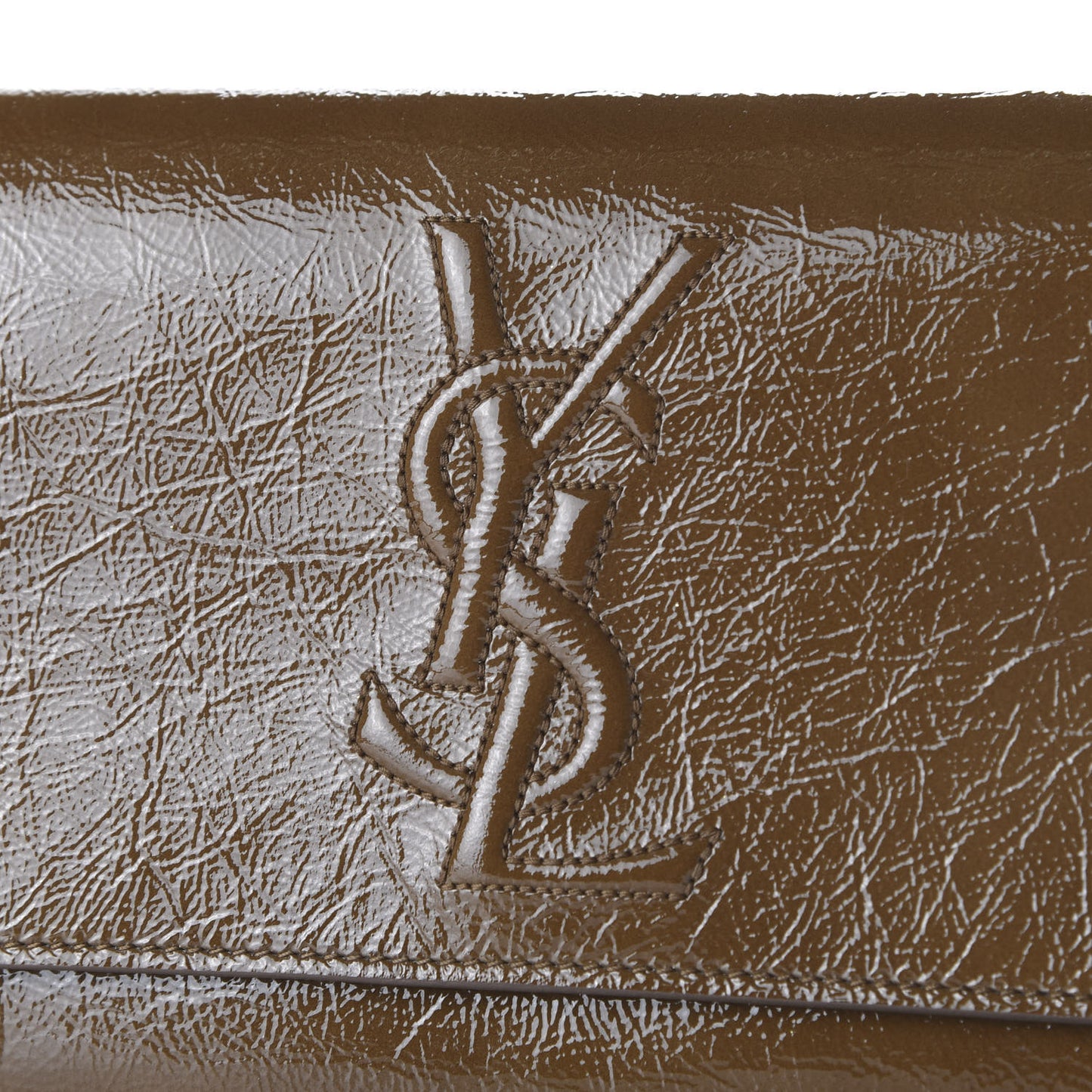 Textured Patent Calfskin Large Belle De Jour Clutch Tobacco