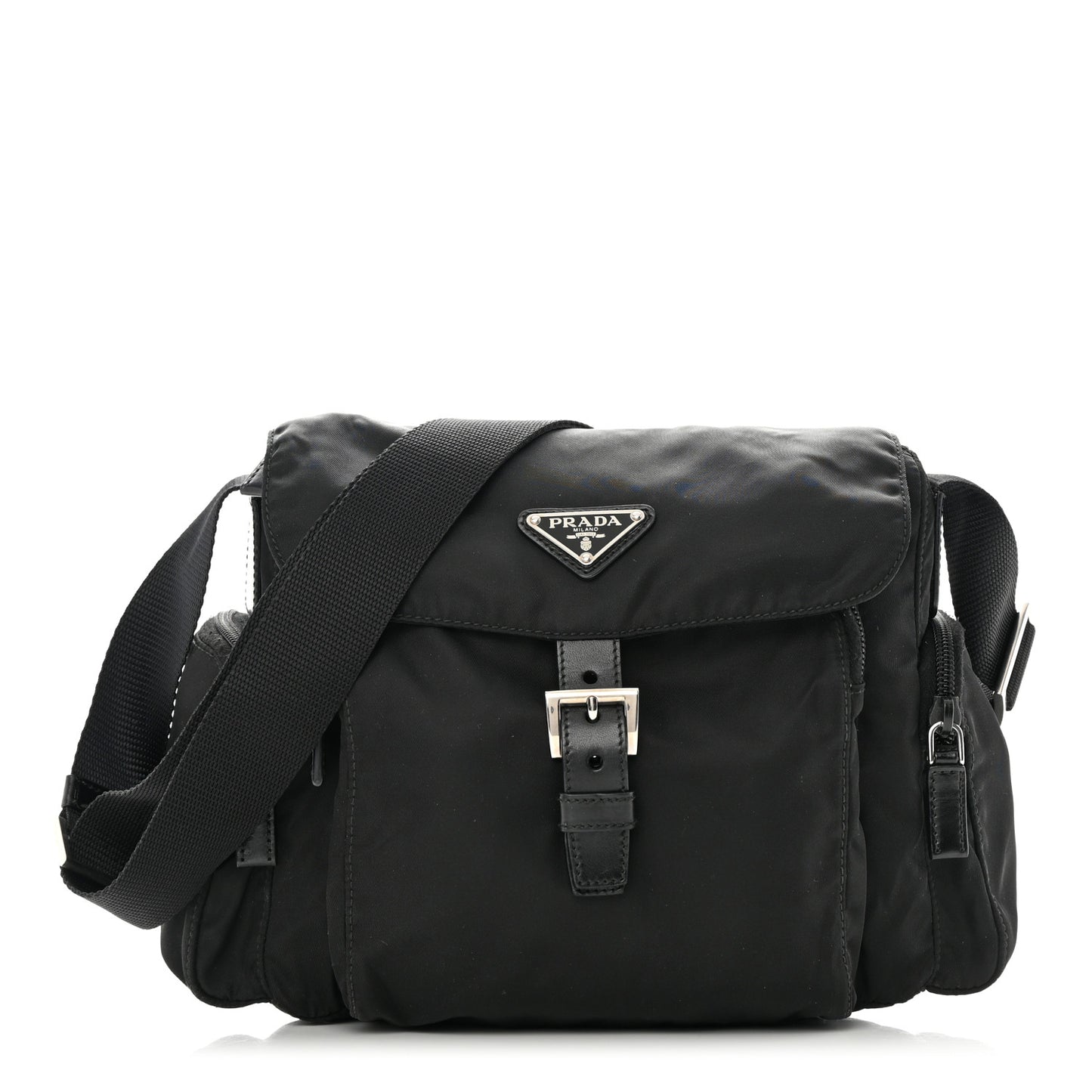 Tessuto Nylon Saffiano Small Vela Messenger Black