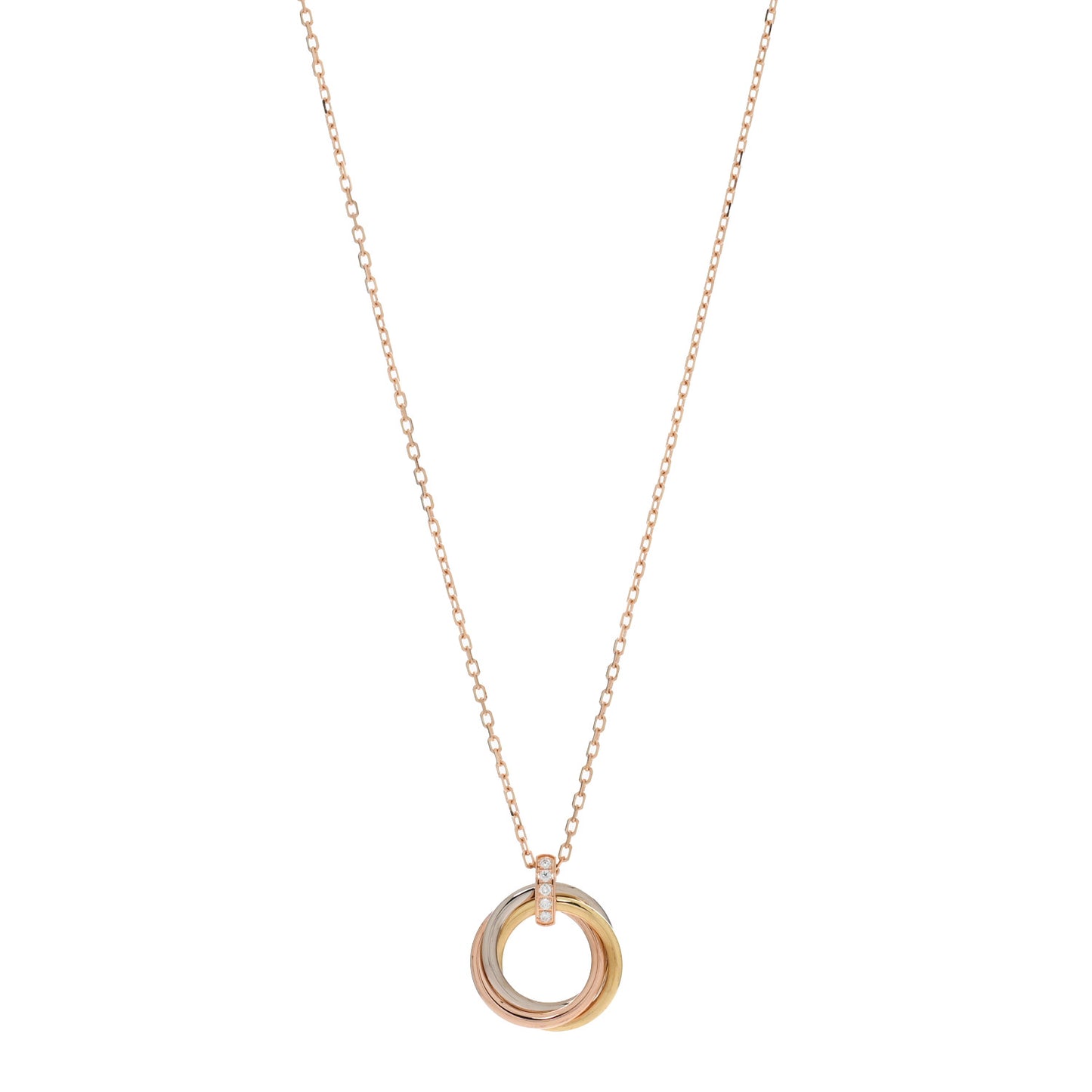18K Pink White Yellow Gold Diamond Trinity Pendant Necklace