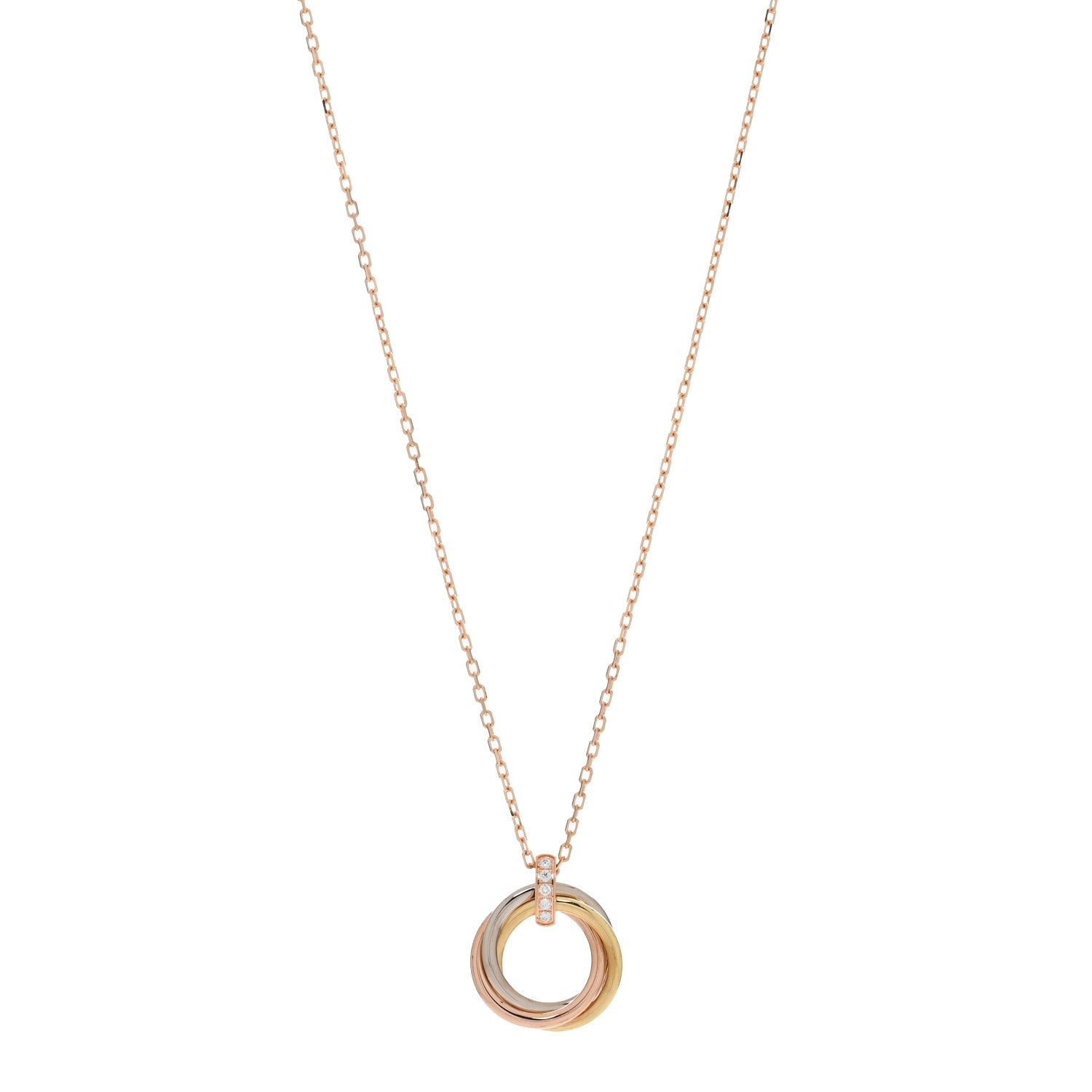 Cartier 18K Pink White Yellow Gold Diamond Trinity Pendant Necklace 1 of 5