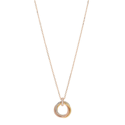 Cartier 18K Pink White Yellow Gold Diamond Trinity Pendant Necklace 1 of 5