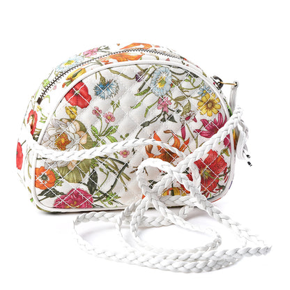 Gucci Canvas Flora Floral Trapuntata Mini Zumi Dome Shoulder Bag White 2 of 9