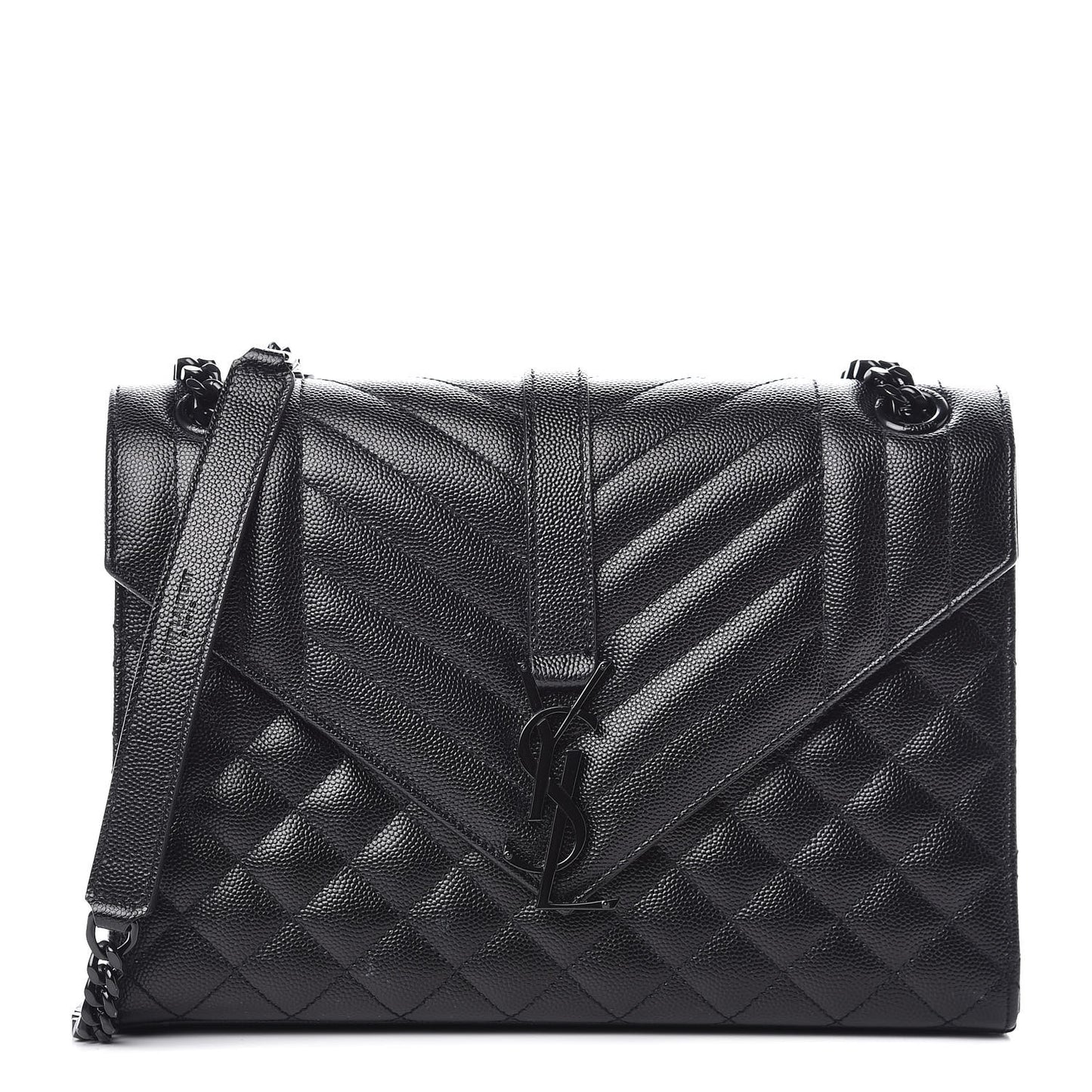 Grain De Poudre Textured Mixed Matelasse Triquilt Medium Monogram Satchel Black