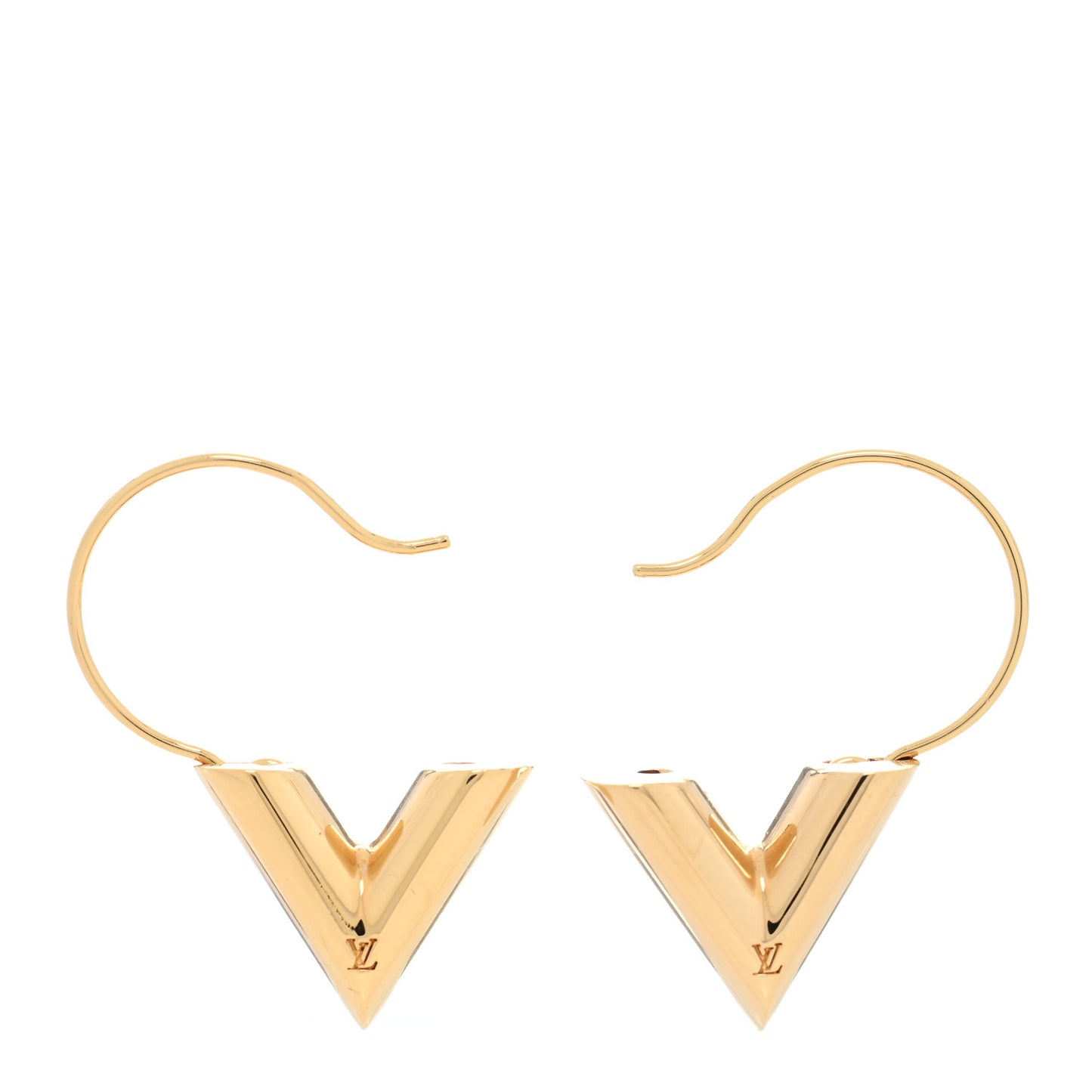 Brass Essential Large V Hoop Earrings Gold