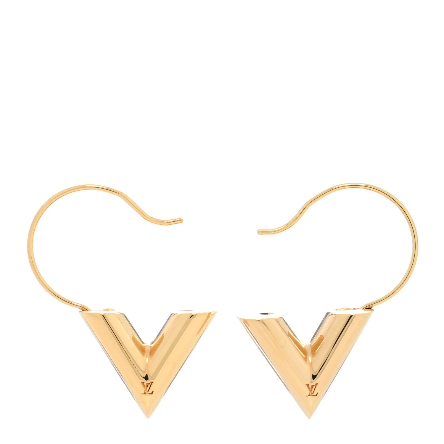 Louis Vuitton Brass Essential Large V Hoop Earrings Gold 3 of 5