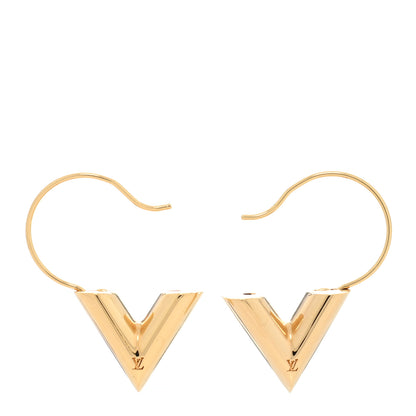 Louis Vuitton Brass Essential Large V Hoop Earrings Gold 3 of 5
