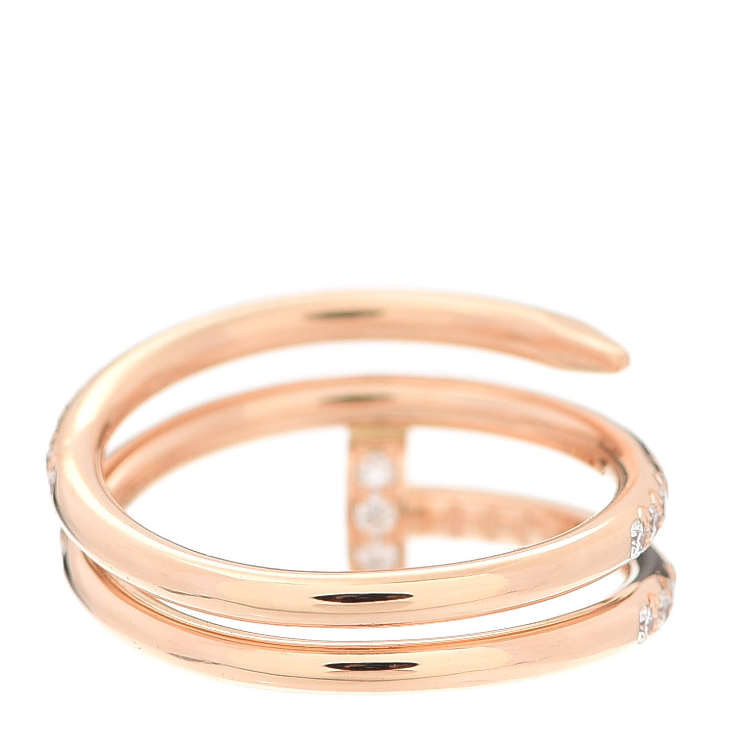 Cartier 18K Pink Gold Diamond Double Juste Un Clou Paved Ring 47 4 4 of 5
