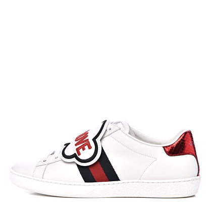 Gucci Calfskin Ayers Blind For Love Embroidered Womens Ace Sneakers 35.5 White 1 of 9