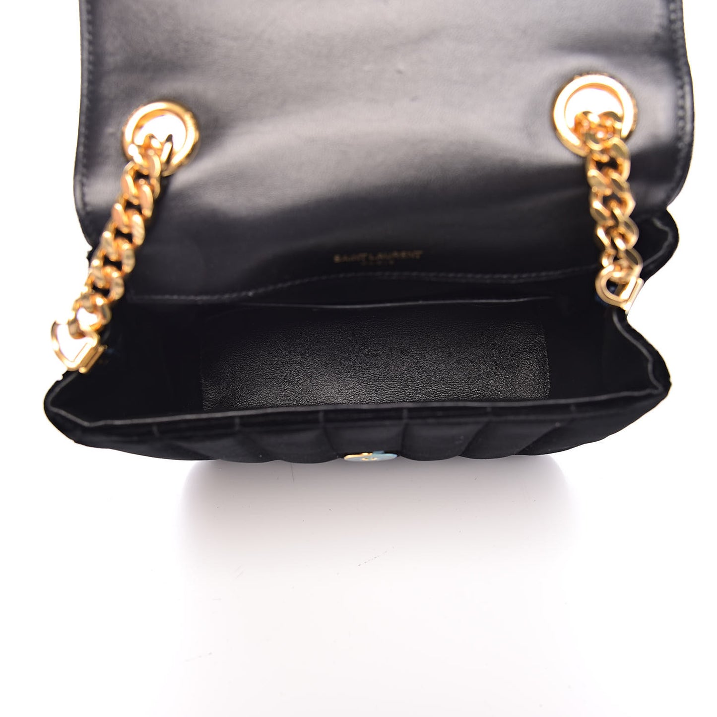 Velvet Matelasse Small Vicky Chain Bag Black
