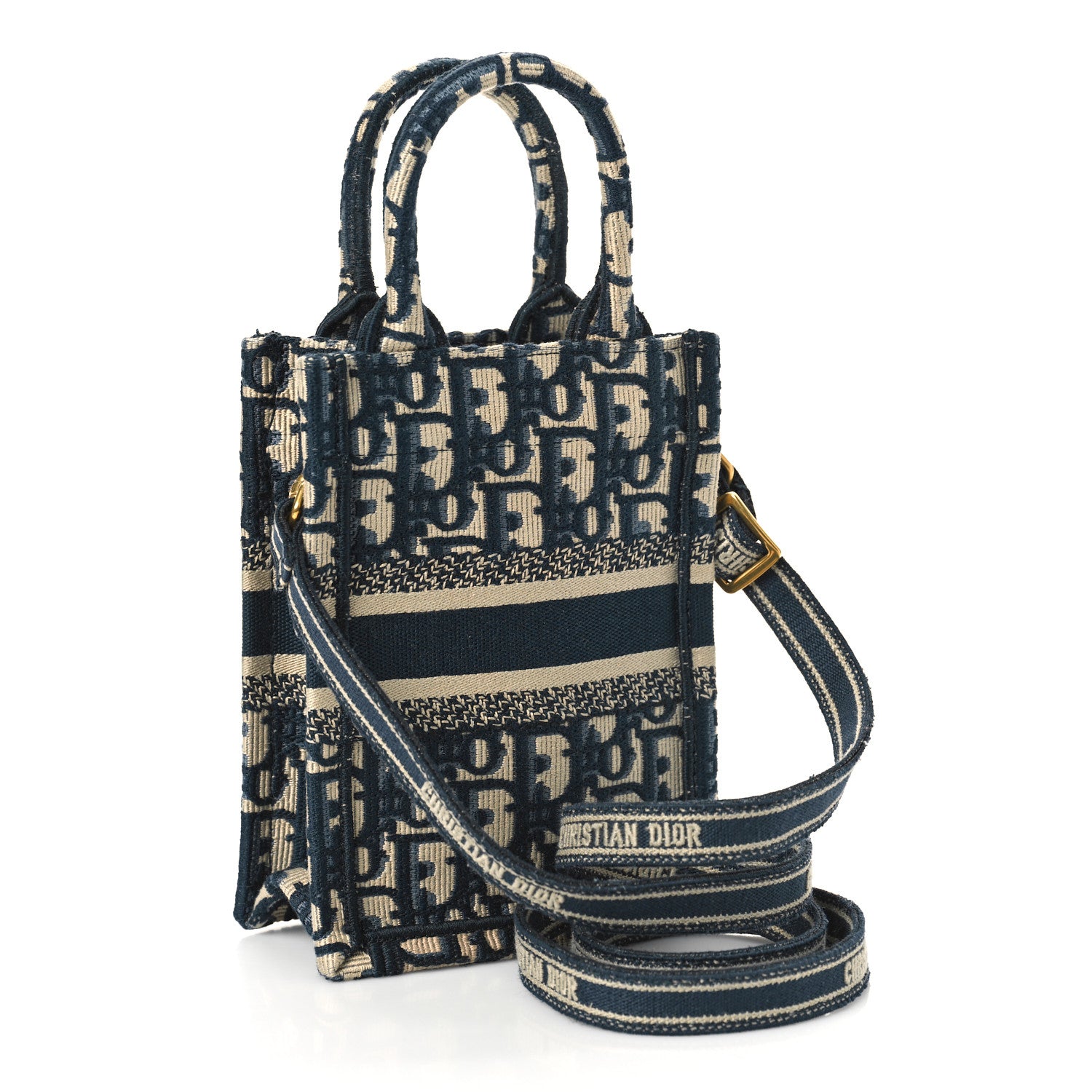 Christian Dior Oblique Mini Book Tote Phone Bag Blue 2 of 9