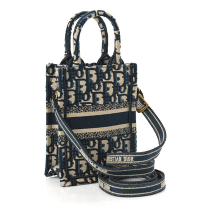 Christian Dior Oblique Mini Book Tote Phone Bag Blue 2 of 9