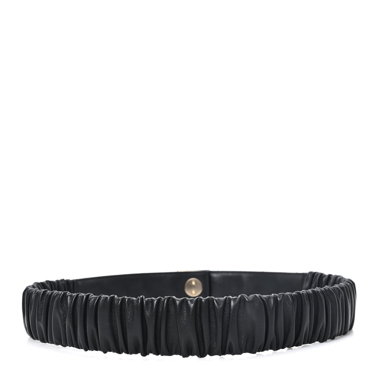 Lambskin Quilted Ruched Turn Lock CC Belt 90 36 Black Golden