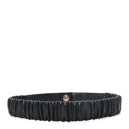 Chanel Lambskin Quilted Ruched Turn Lock CC Belt 90 36 Black Golden 2 of 4