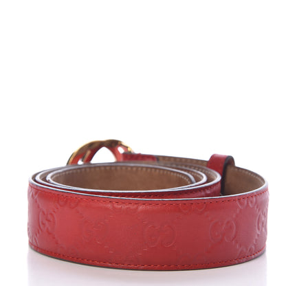 Gucci Guccissima Signature Interlocking G 37mm Belt 90 36 Hibiscus Red 3 of 9