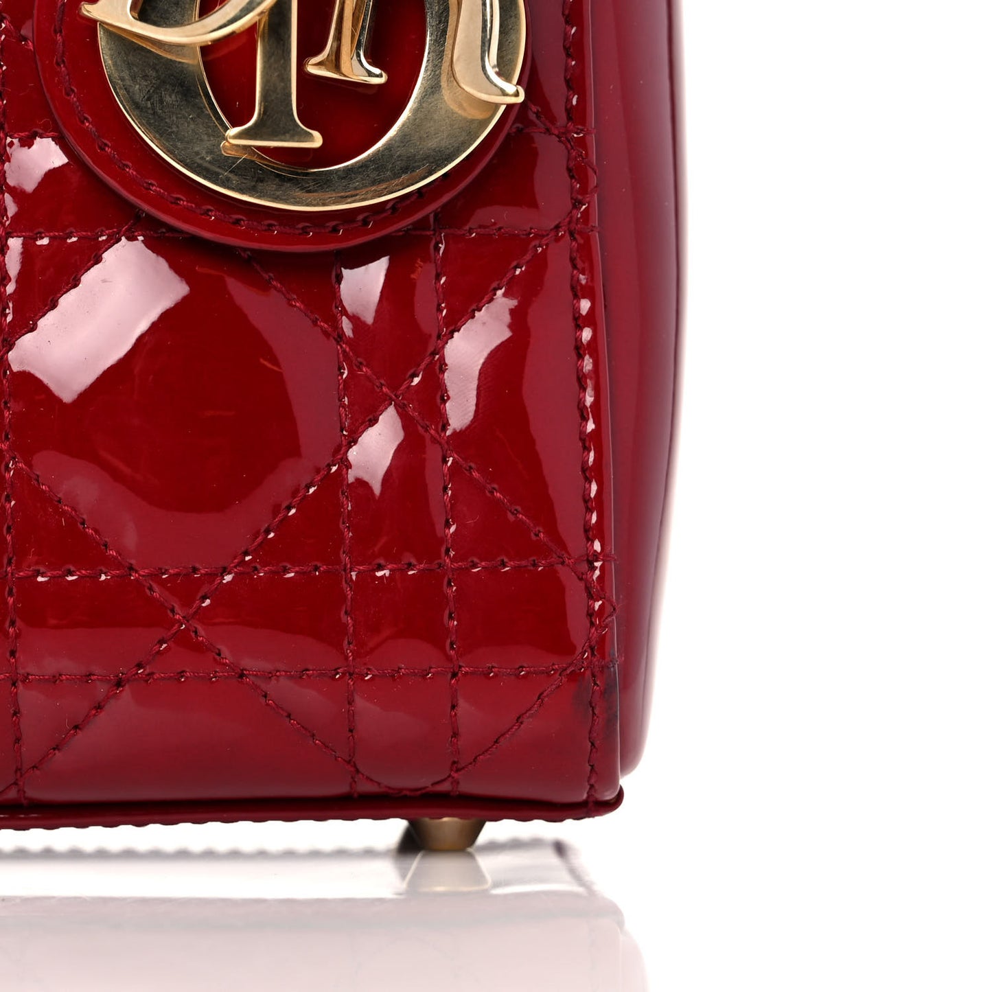 Patent Cannage Mini Lady Dior Red