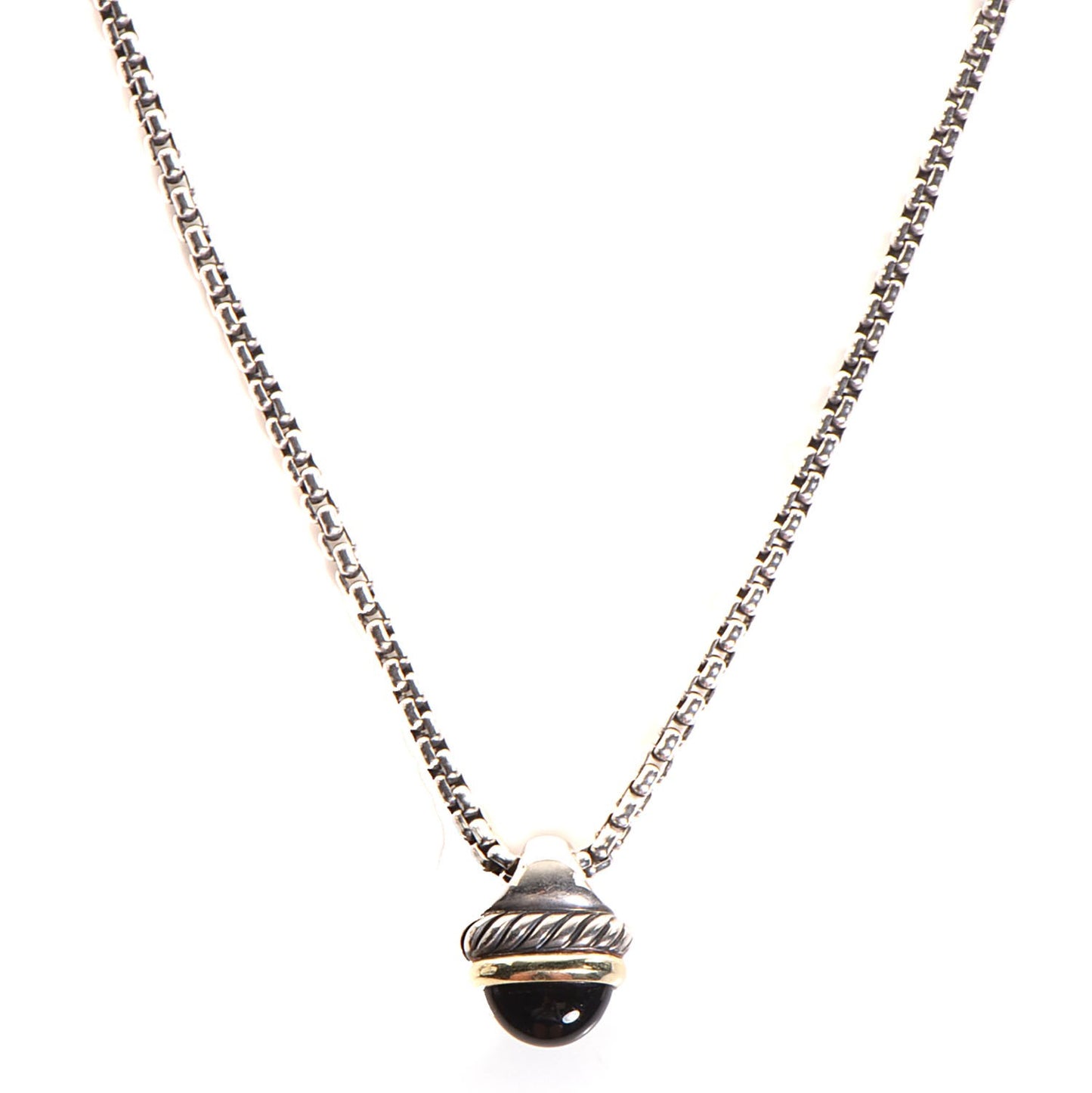 Sterling Silver 14k Gold Black Onyx Acorn Pendant Necklace