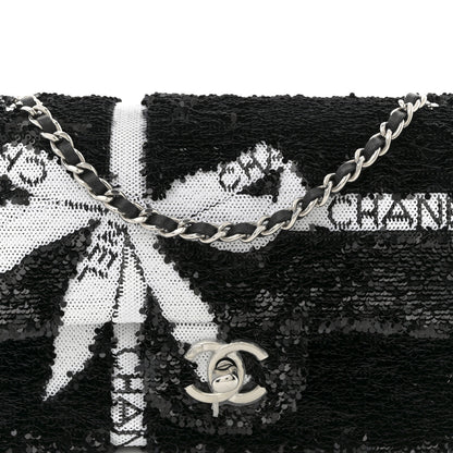 Chanel Sequin Ribbon Mini Rectangular Flap Black White 8 of 10