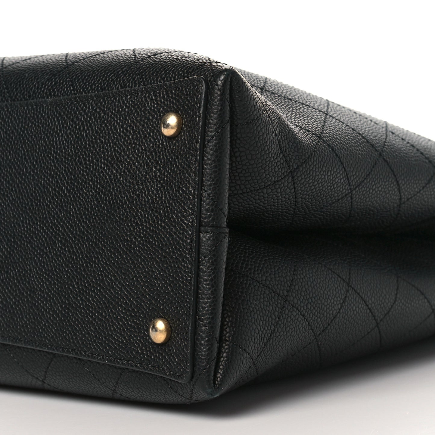 Caviar Stitched Large Shopping Tote Bag Black