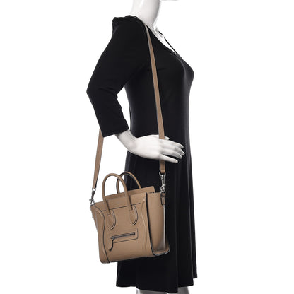Celine Drummed Calfskin Nano Luggage Dune 2 of 11