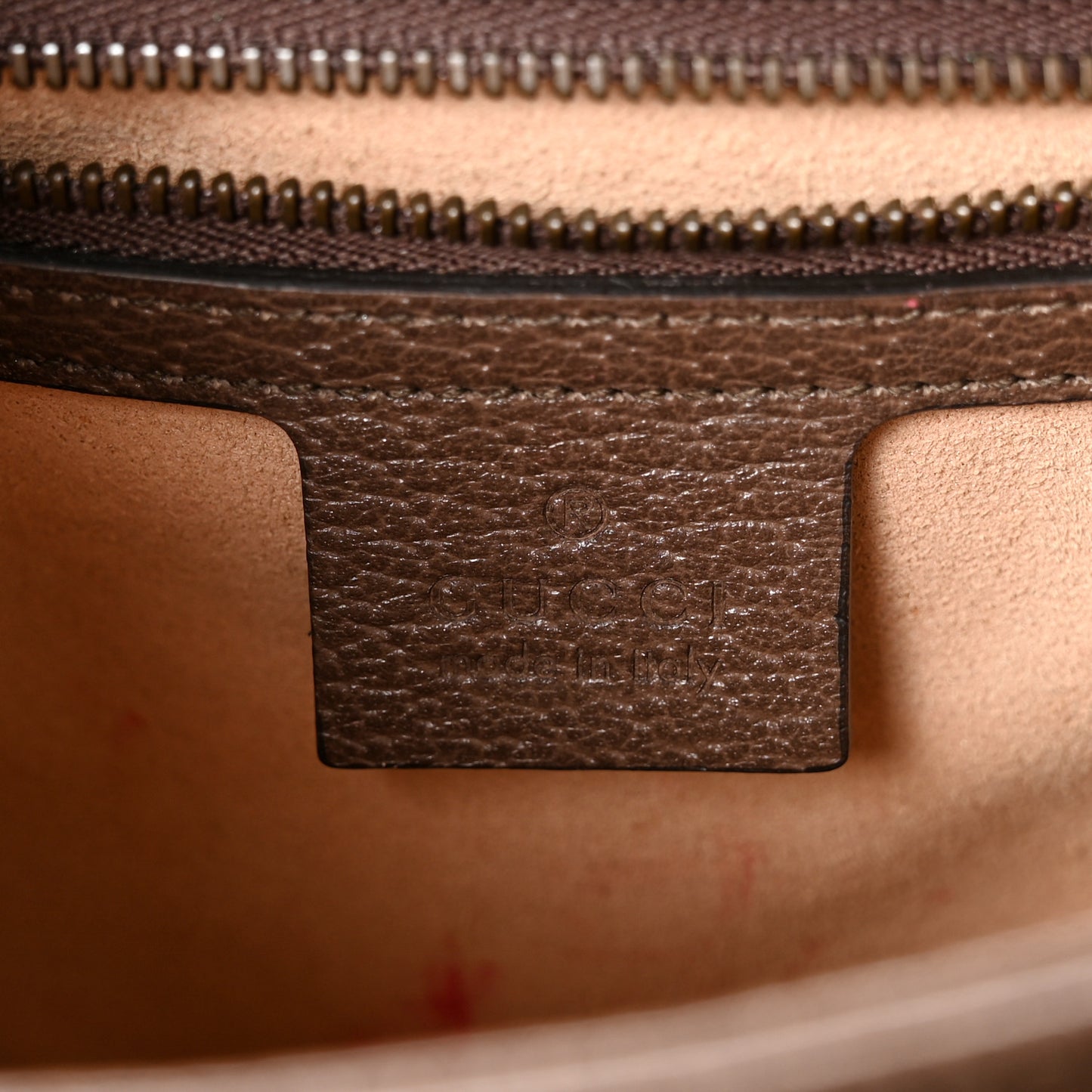 GG Supreme Monogram Textured Dollar Calfskin Web Small Ophidia Padlock Top Handle Bag Beige Ebony New Acero