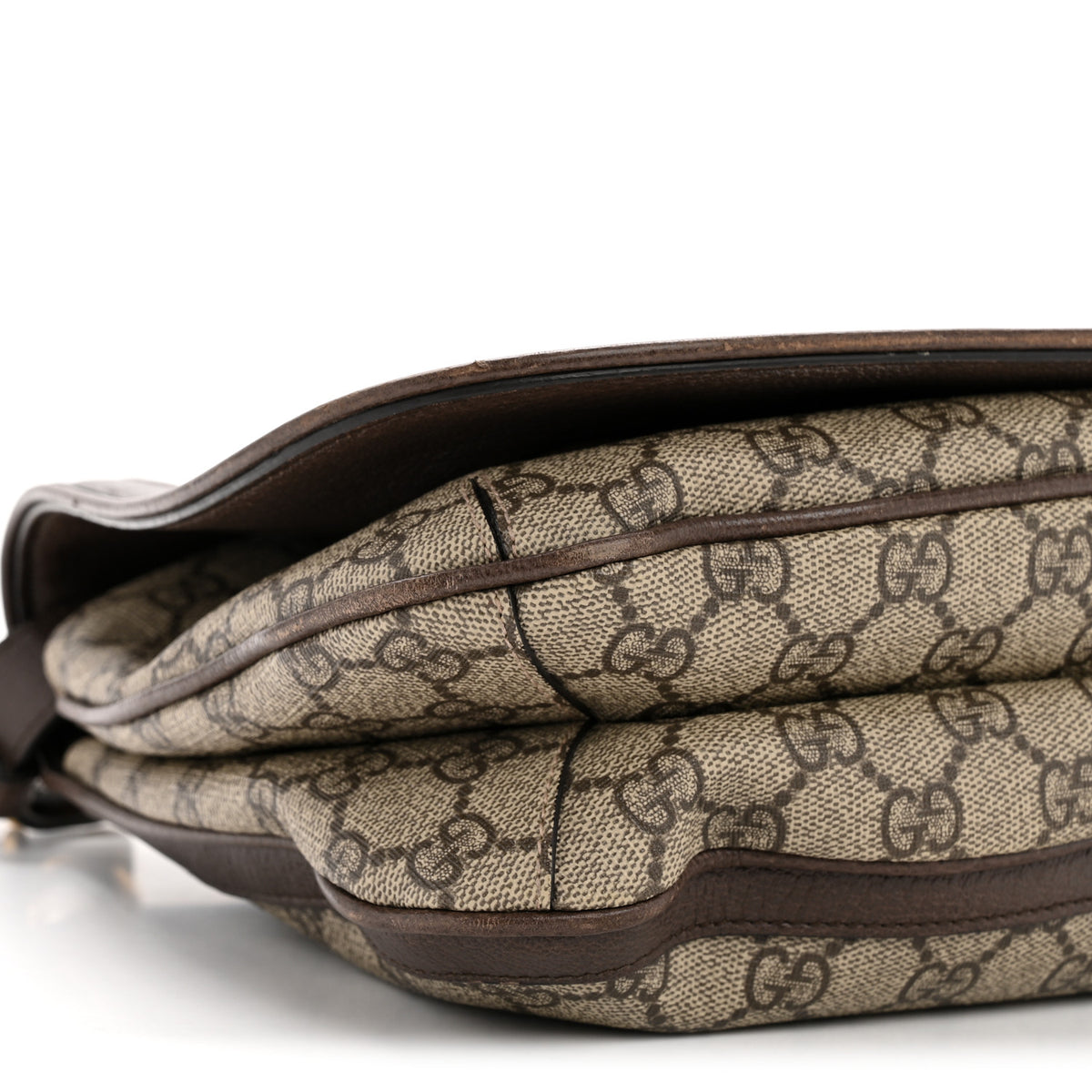 Gucci GG Supreme Monogram Textured Dollar Calfskin Web Medium Blondie Shoulder Flap Bag Beige Ebony New Acero 9 of 13
