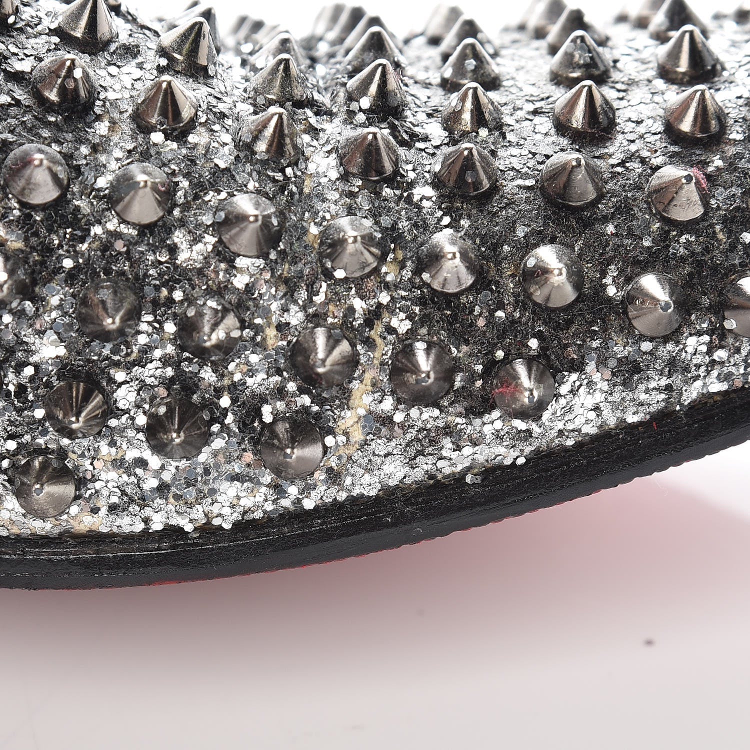Christian Louboutin Glitter Mens Rollerboy Spikes Flat Loafers 43 Silver 19 of 22