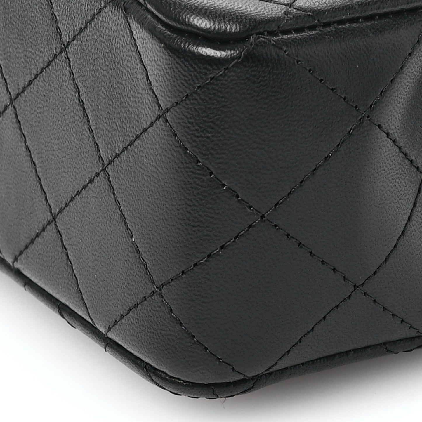 Lambskin Quilted Mini Top Handle Rectangular Flap So Black