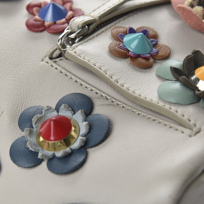 Fendi Vitello Dolce Flowerland Studded Mini Backpack Grigio Polvere Multicolor 11 of 13