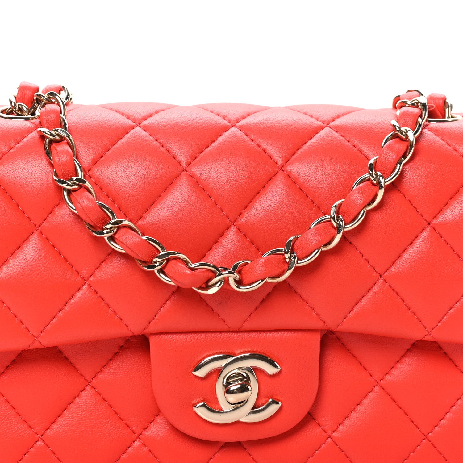 Chanel Lambskin Quilted Mini Rectangular Flap Red 8 of 10