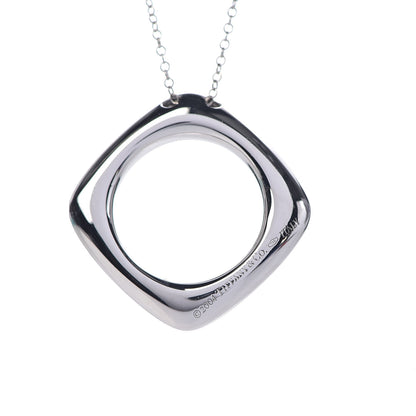 Tiffany 18K White Gold Diamond Square Pendant Necklace 5 of 9