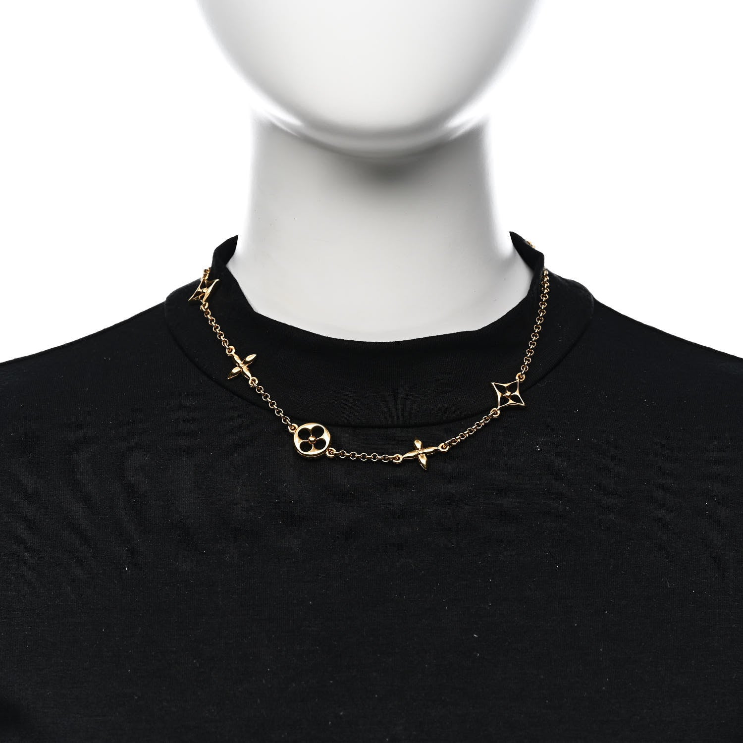 Louis Vuitton Monogram Flower Necklace Gold 2 of 7