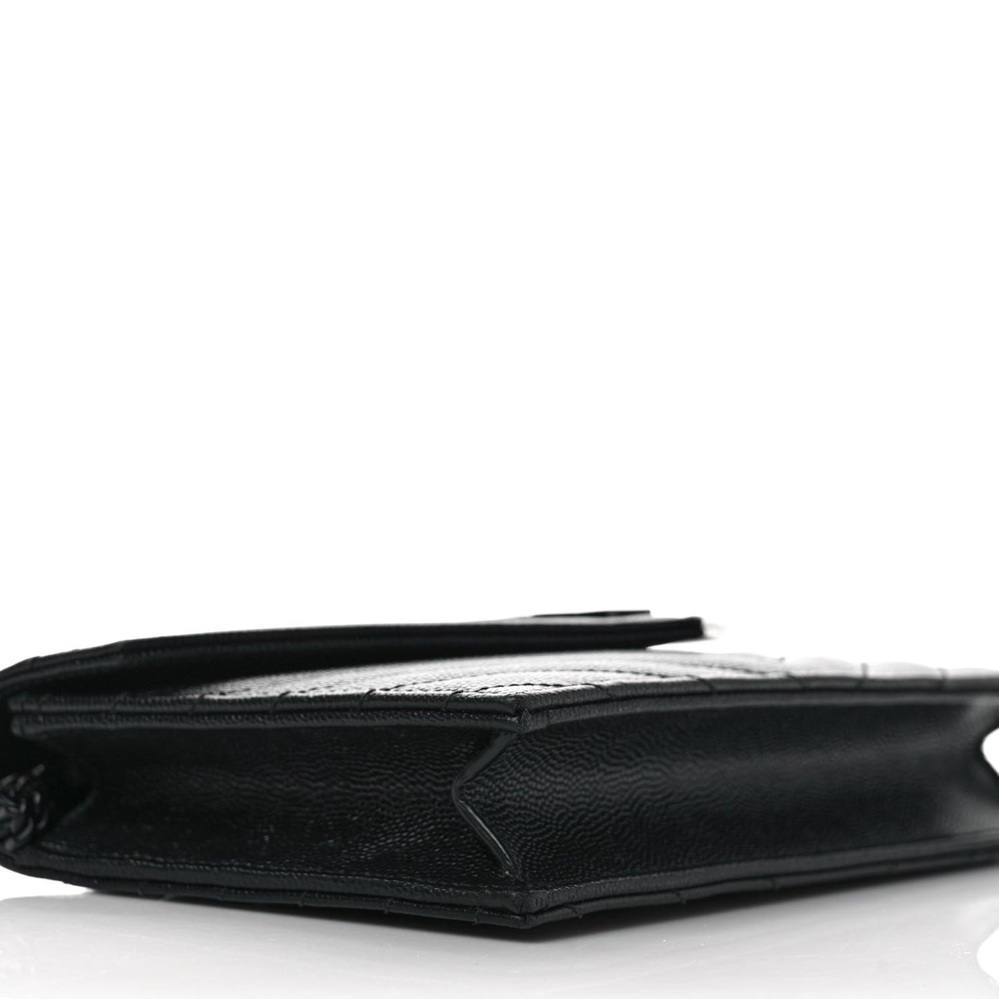 Grain De Poudre Matelasse Chevron Monogram Monochrome Envelope Chain Wallet Black