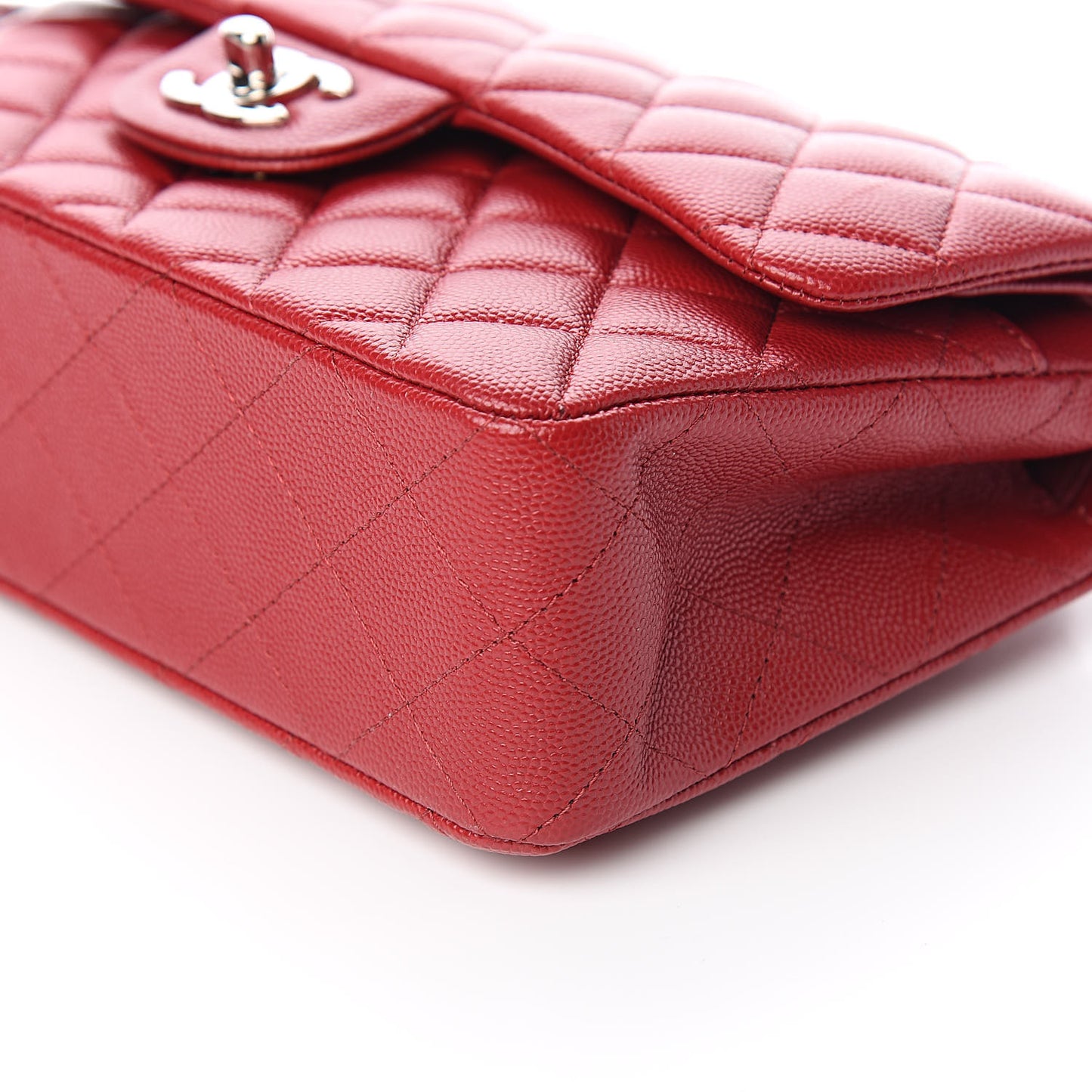 Caviar Quilted Small Double Flap Red