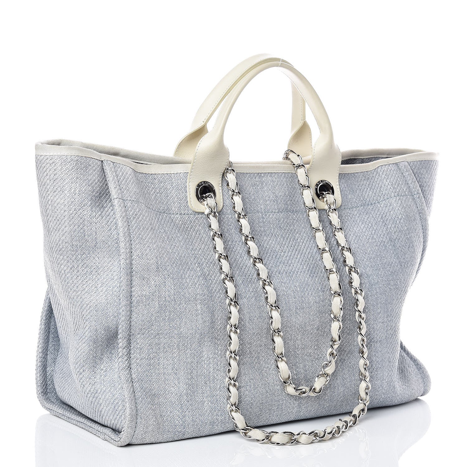 Chanel Woven Straw Large Deauville Tote Blue 4 of 14