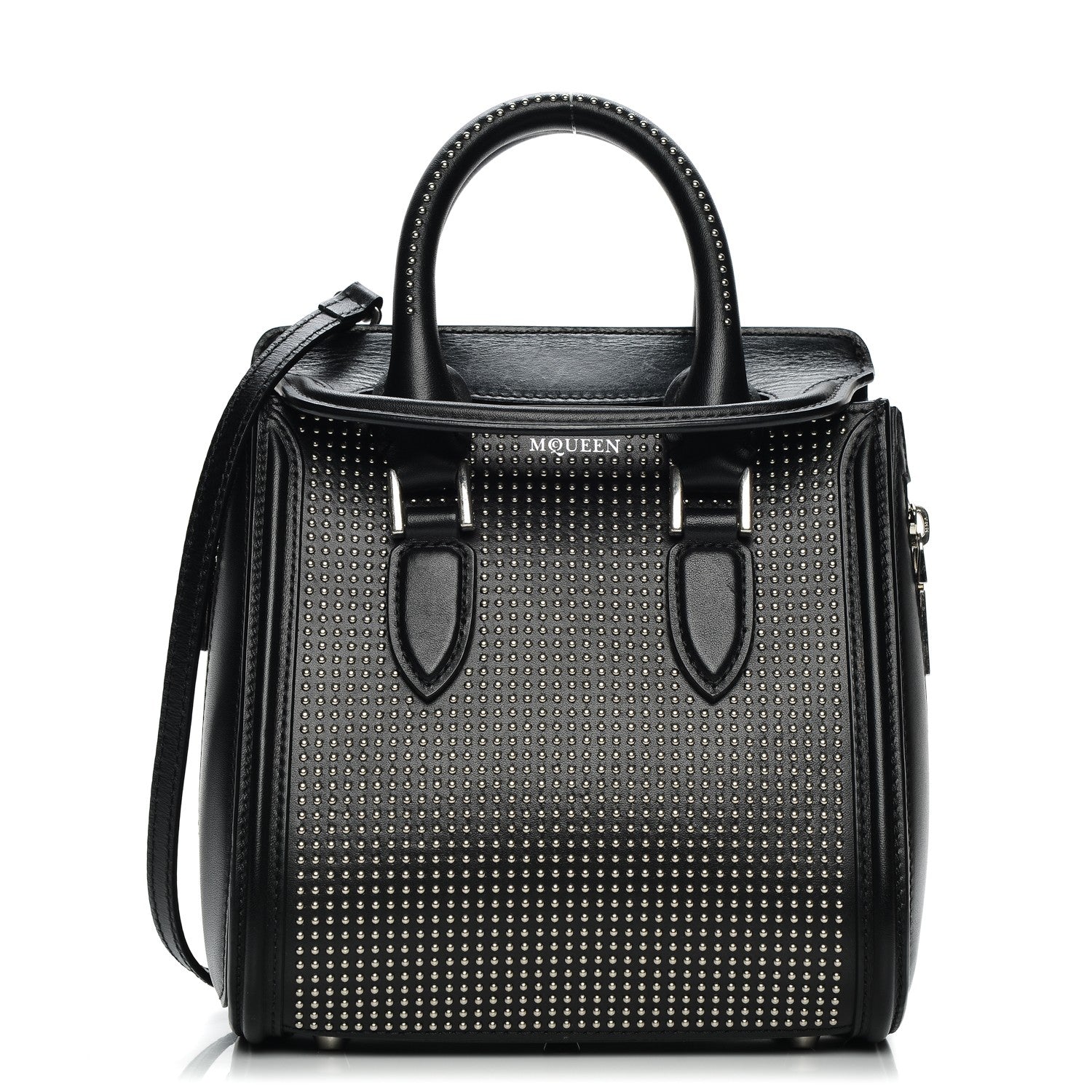 Alexander McQueen Calfskin Studded Mini Heroine Shoulder Bag Black 1 of 7