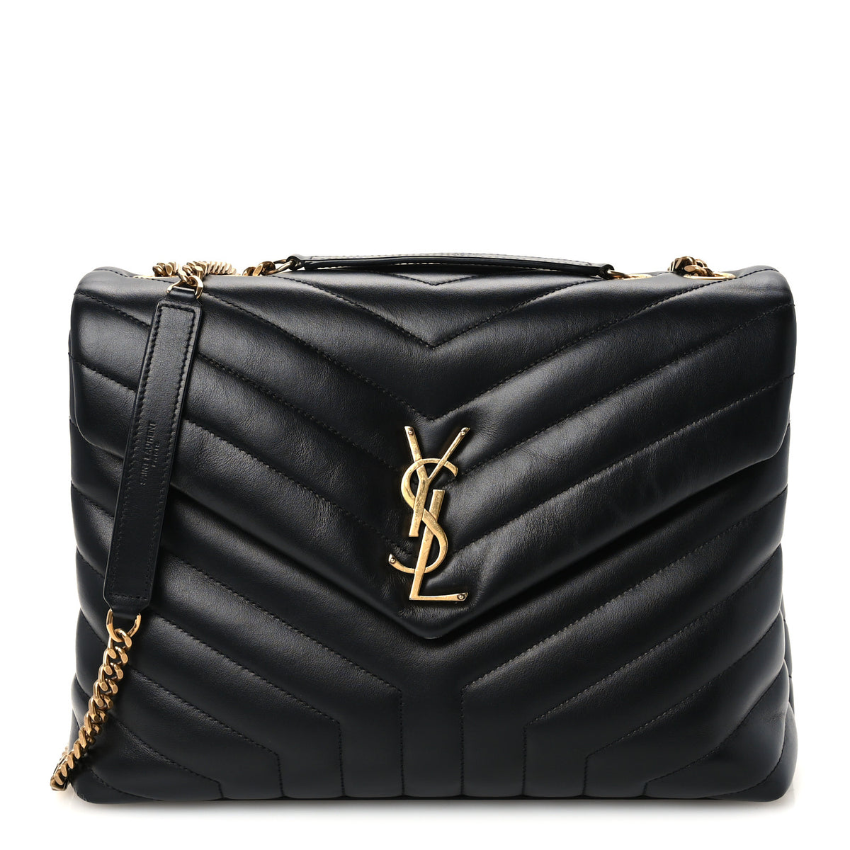 Saint Laurent Calfskin Y Quilted Monogram Medium Loulou Chain Satchel Black 1 of 11
