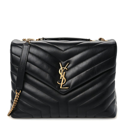 Saint Laurent Calfskin Y Quilted Monogram Medium Loulou Chain Satchel Black 1 of 11