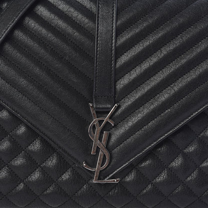 Saint Laurent Calfskin Mixed Matelasse Triquilt Large Monogram Satchel Black 8 of 10