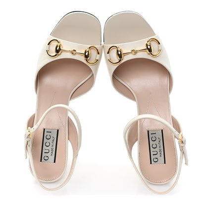Gucci Malaga Kid Horsebit Lady 75mm Sandals 36 Mystic White 2 of 9