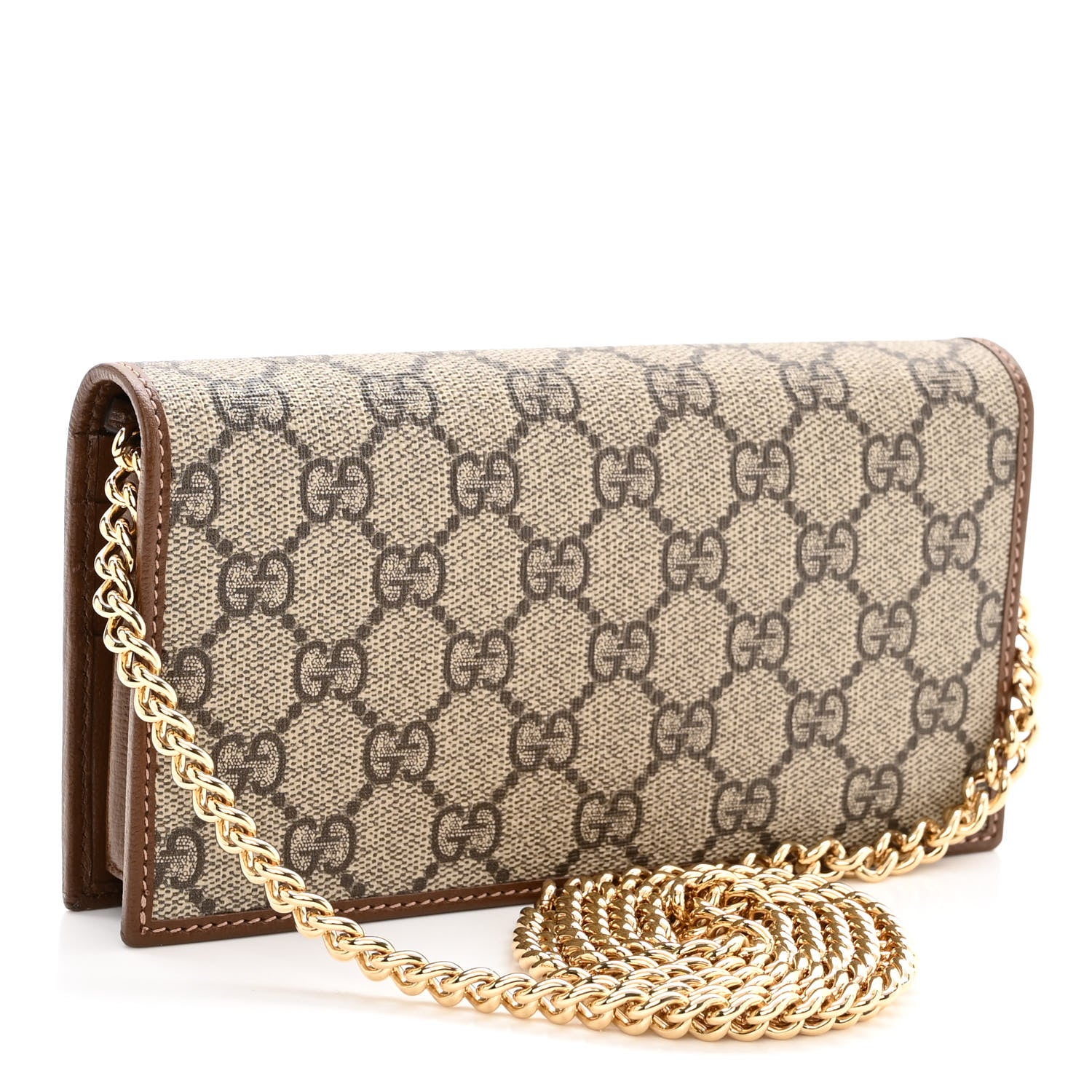 Gucci GG Supreme Monogram Azalea Calfskin Horsebit 1955 Wallet On Chain Beige Ebony Brown Sugar 3 of 10