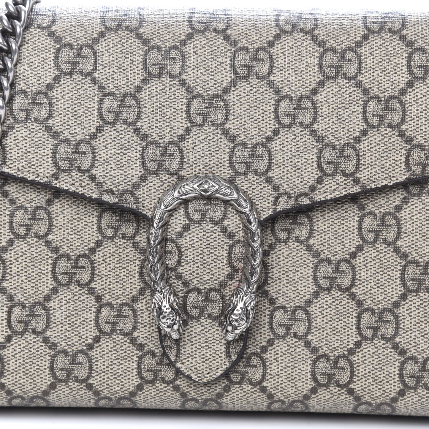 GG Supreme Monogram Mini Dionysus Chain Wallet Beige Taupe