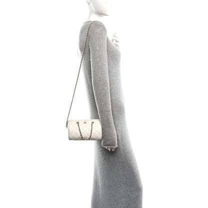 Chanel Caviar Quilted Barrel Clutch With Chain White 2 of 11