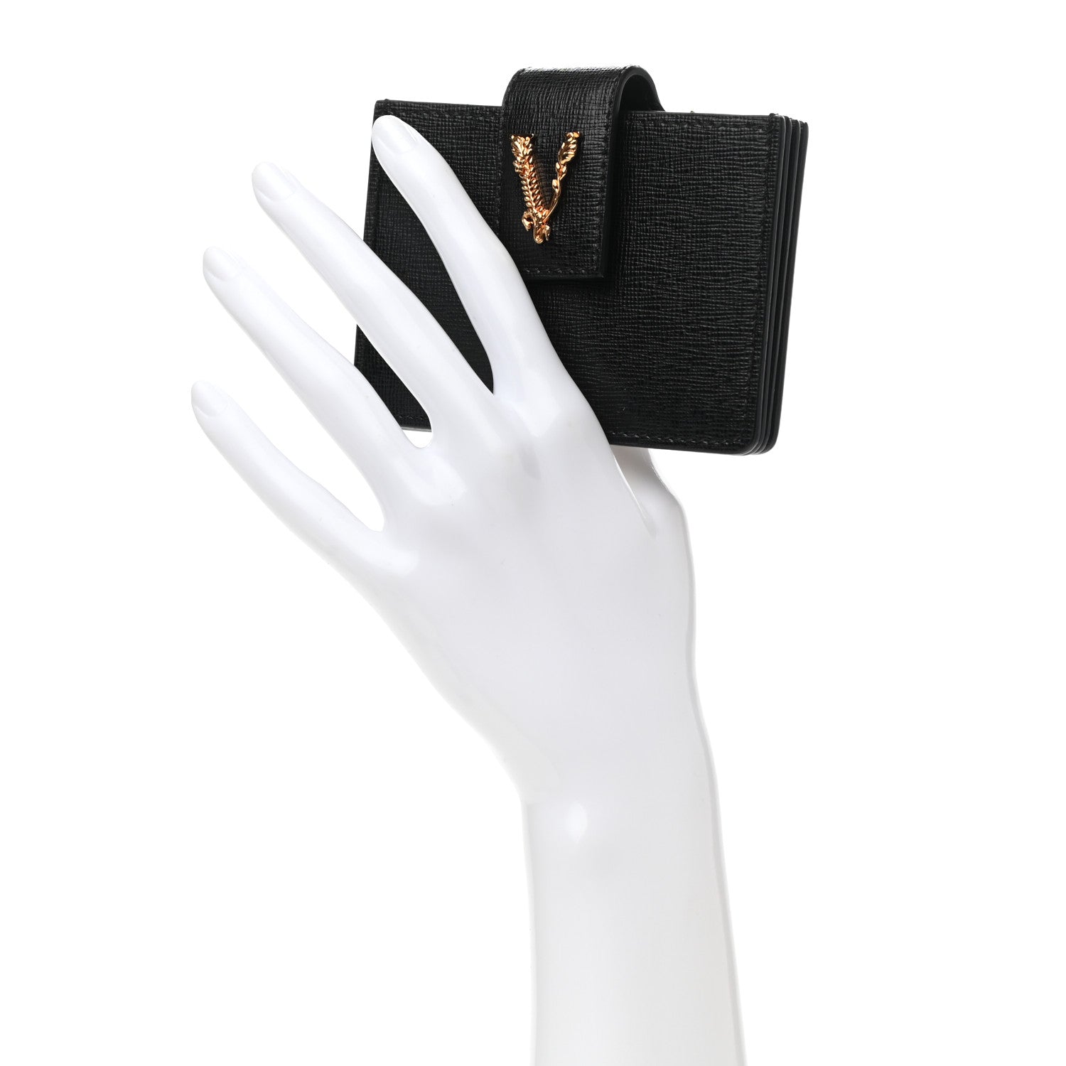 Versace Calfskin Virtus Gusset Wallet Black 2 of 8