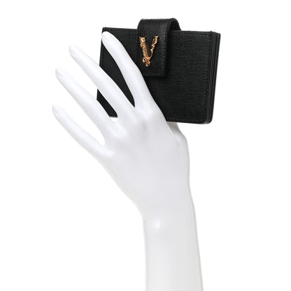 Versace Calfskin Virtus Gusset Wallet Black 2 of 8