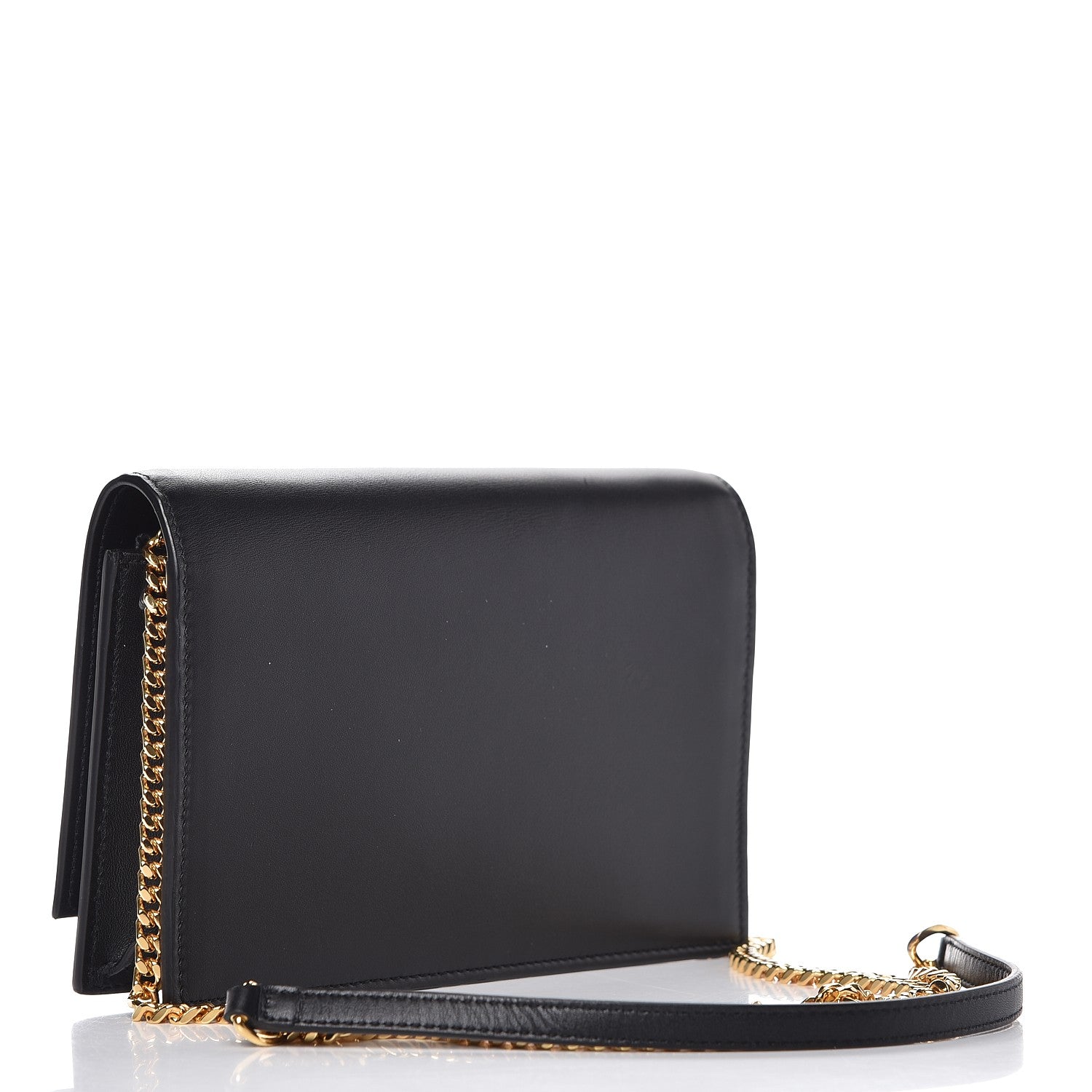 Saint Laurent Smooth Calfskin Classic Monogram Kate Tassel Chain Wallet Black 3 of 9